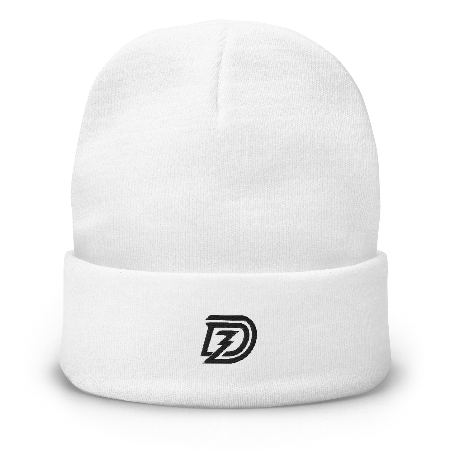 DZ Monochrome Embroidered Beanie in White