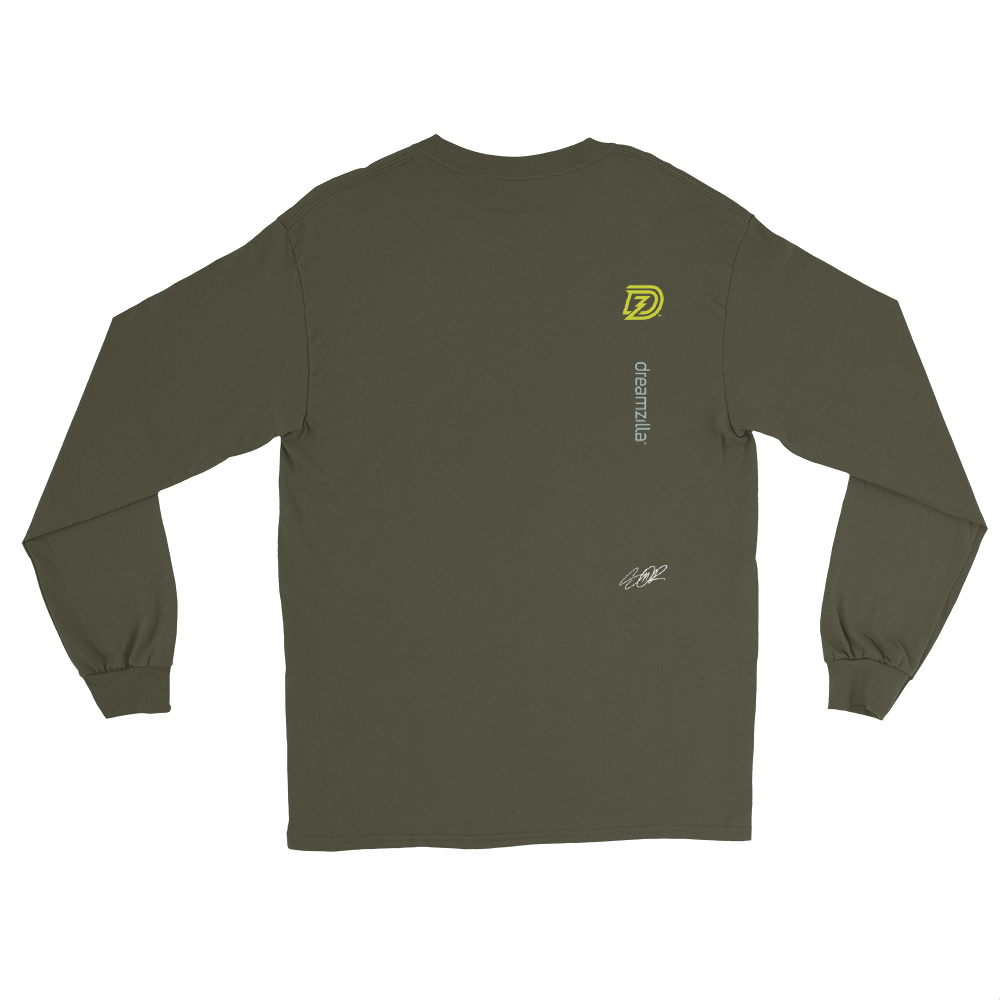 Back of Graffiti Wildstyle by Sanitor ByBBS Unisex Long Sleeve Tee in Military Green