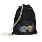 Neurodiversity Rainbow Infinity EarthPositive Cotton Drawstring Bag in Black