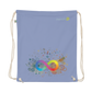 Flat view of Neurodiversity Rainbow Infinity EarthPositive Cotton Drawstring Bag in Light Denim