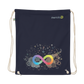 Flat view of Neurodiversity Rainbow Infinity EarthPositive Cotton Drawstring Bag in Navy