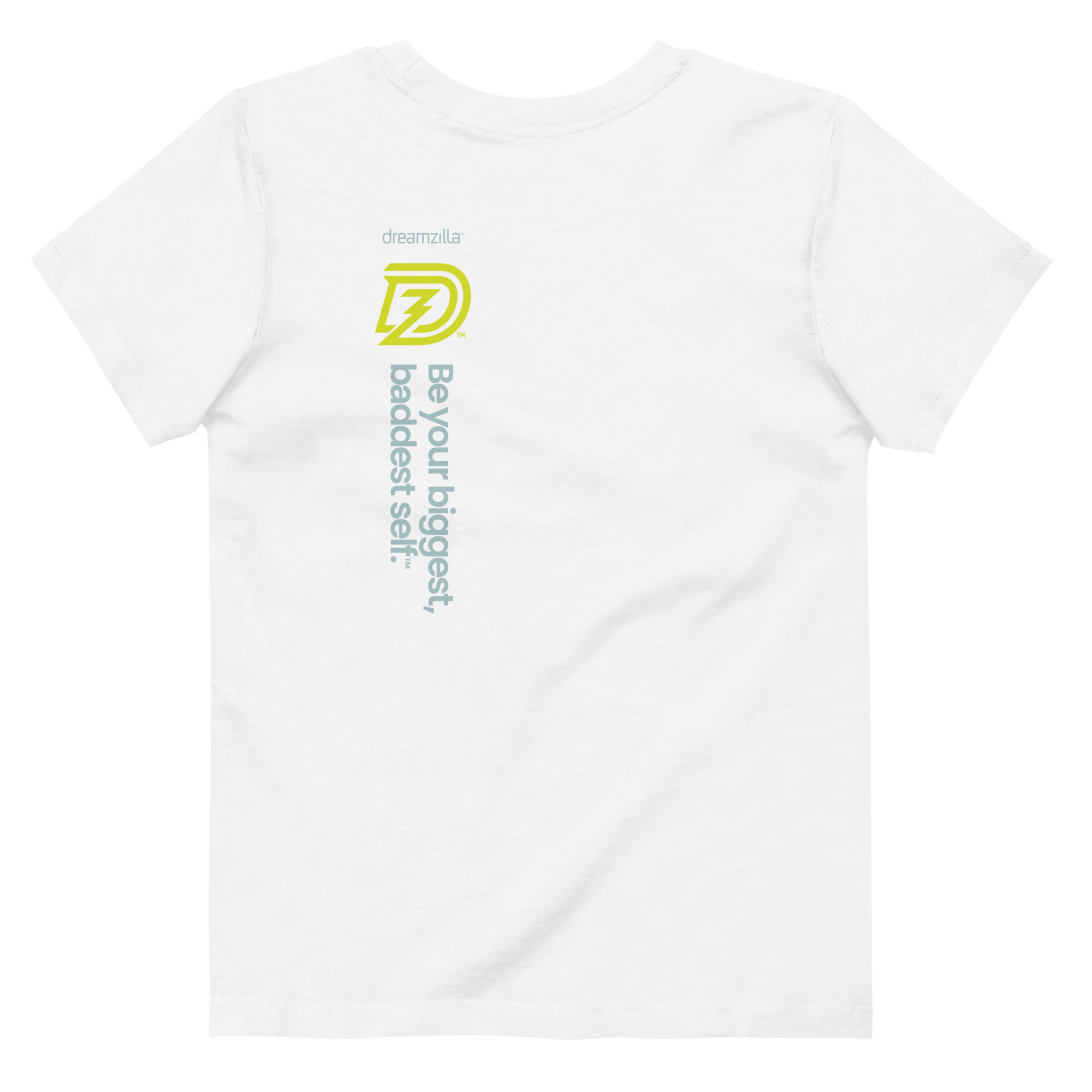 Back of Baby Zilla Kids Eco-Friendly Short Sleeve Tee in White