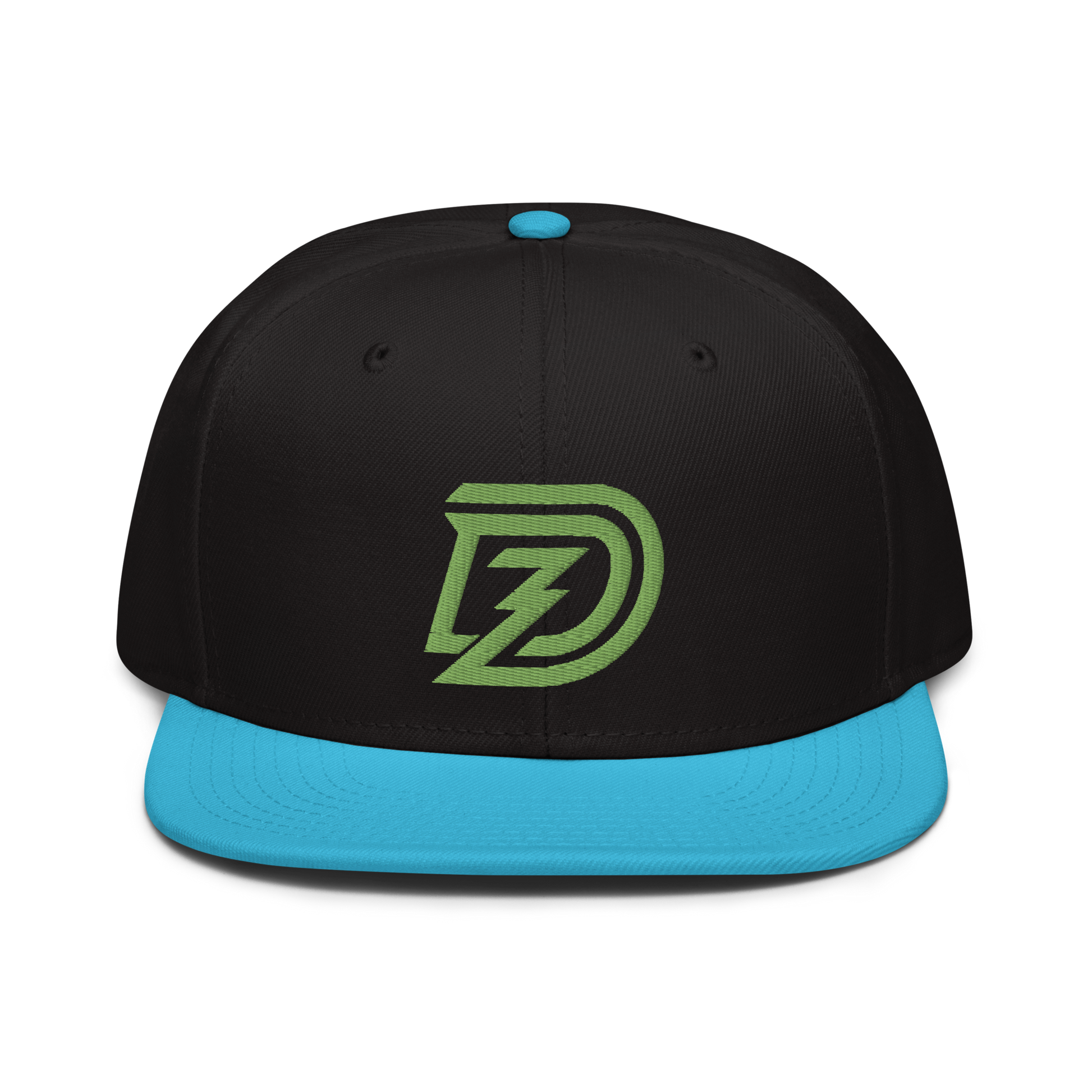 DZ 3D Puff Snapback in Black with Aqua Blue Brim