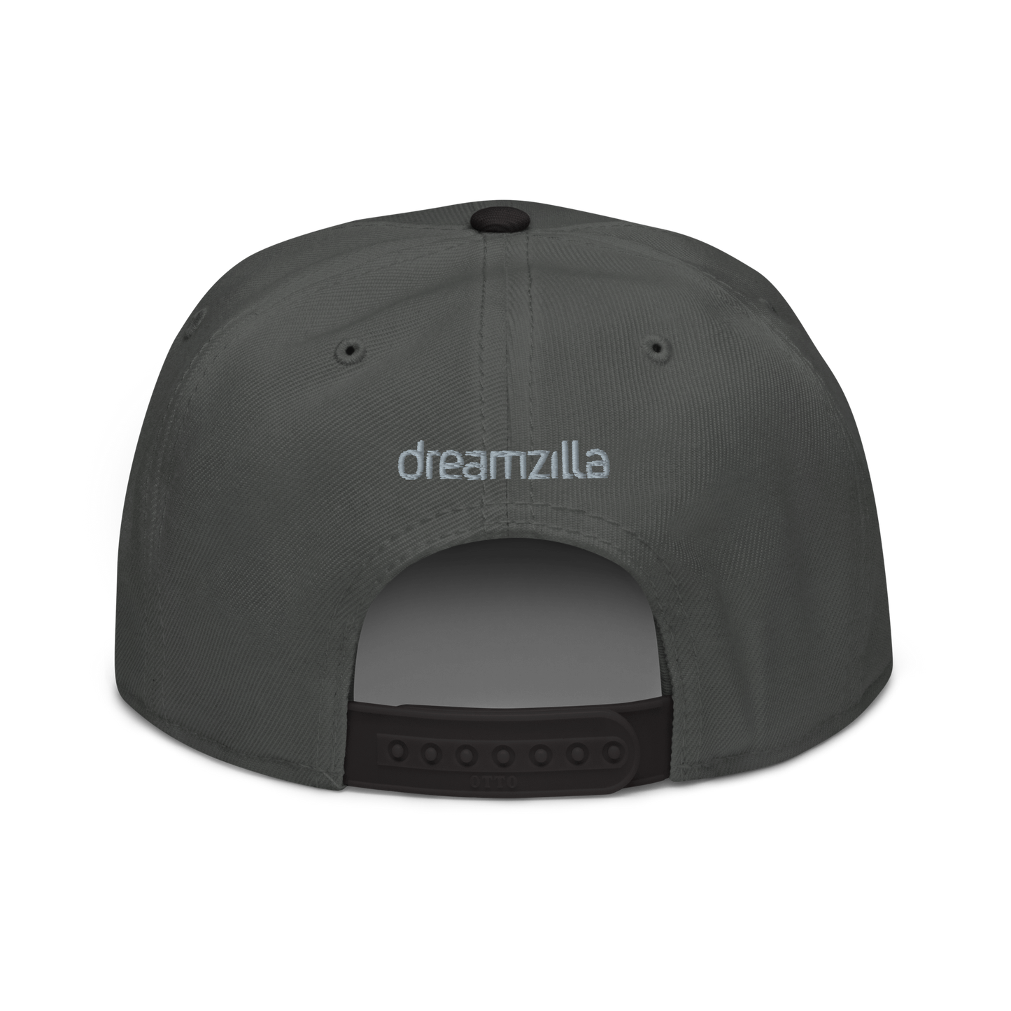 Back of Team Zilla Snapback in Charcoal Gray with Black Brim