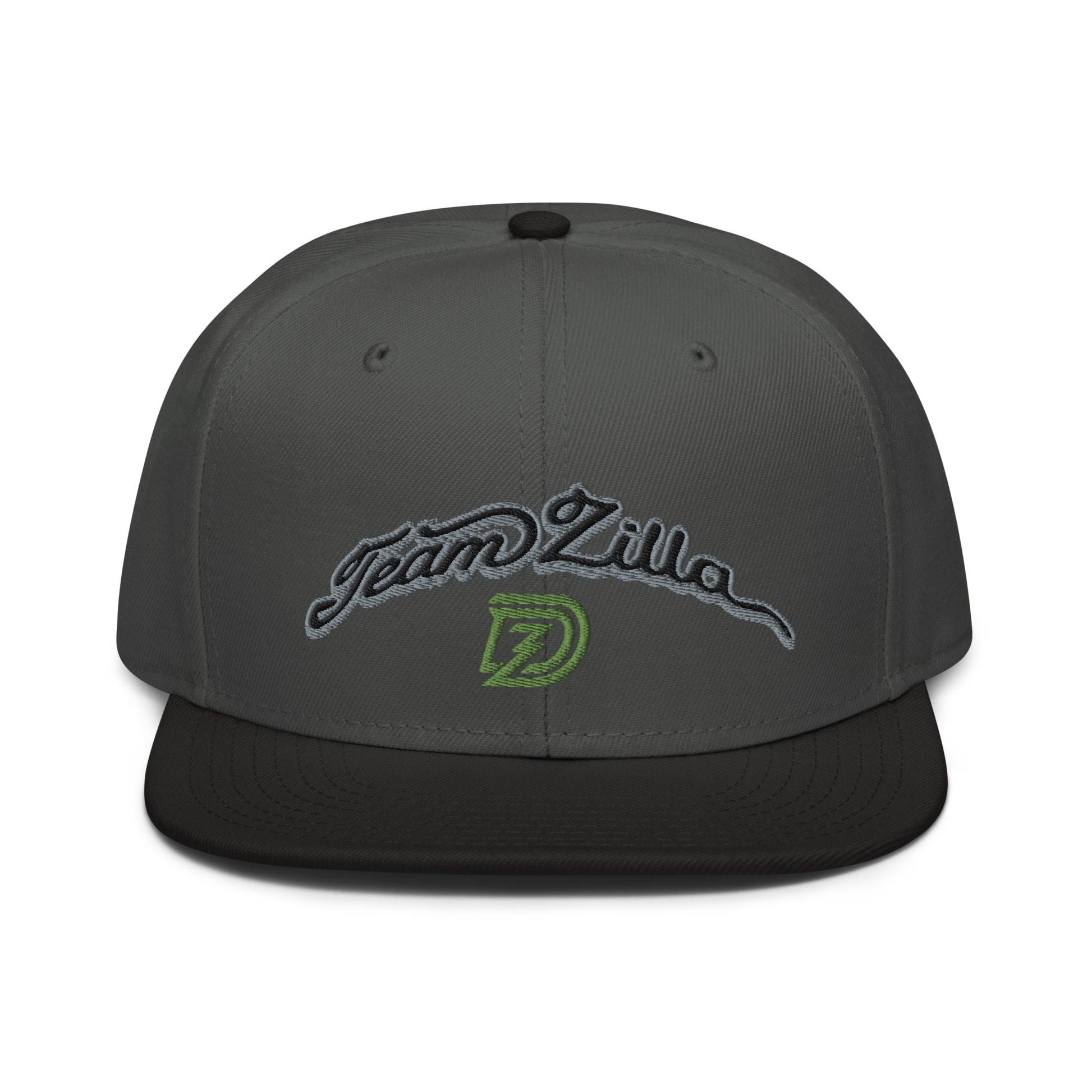 Team Zilla Snapback in Charcoal Gray with Black Brim