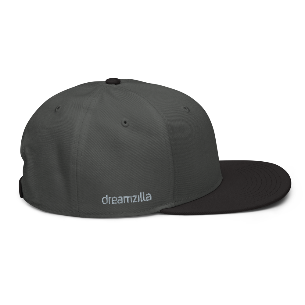 Right Side of DZ Snapback in Charcoal Gray with Black Brim