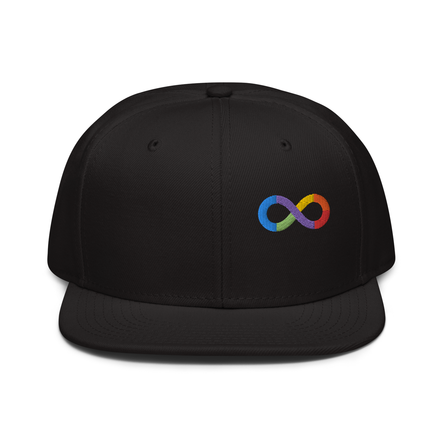 Neurodiversity Rainbow Infinity Snapback in Black