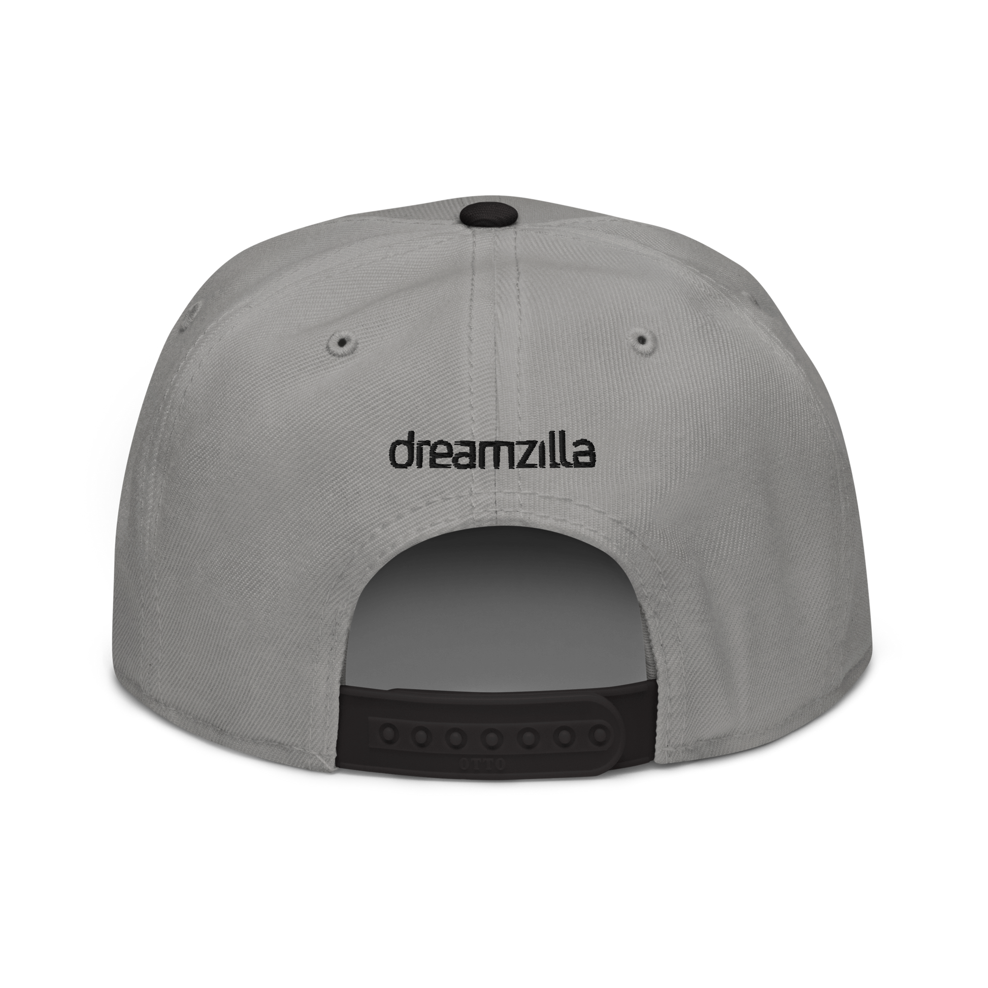 Back of Team Zilla Snapback in Gray with Black Brim