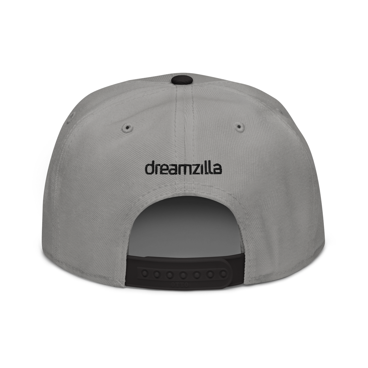 Back of Team Zilla Snapback in Gray with Black Brim