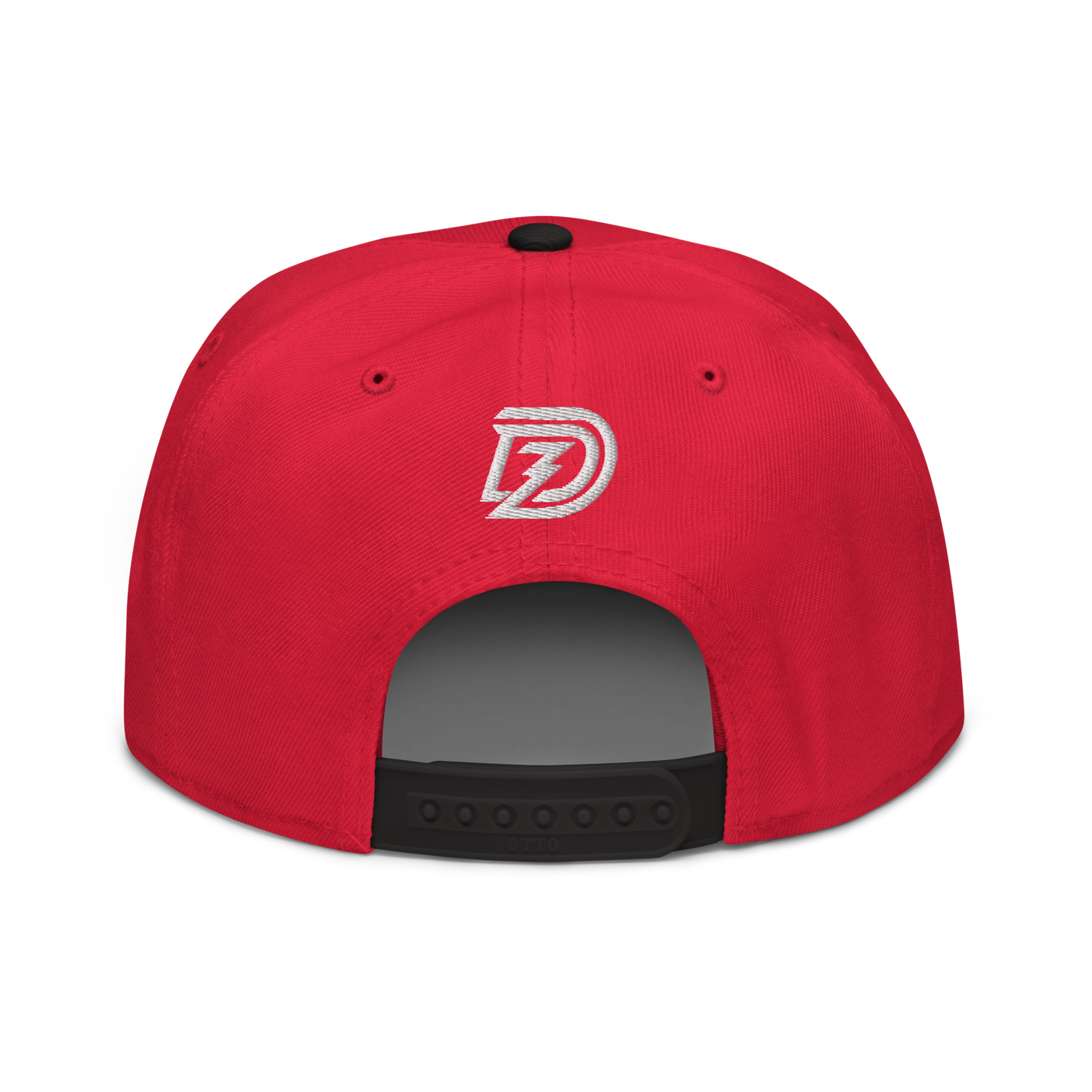 Back of Neurodiversity Rainbow Infinity Snapback in Red with Black Brim