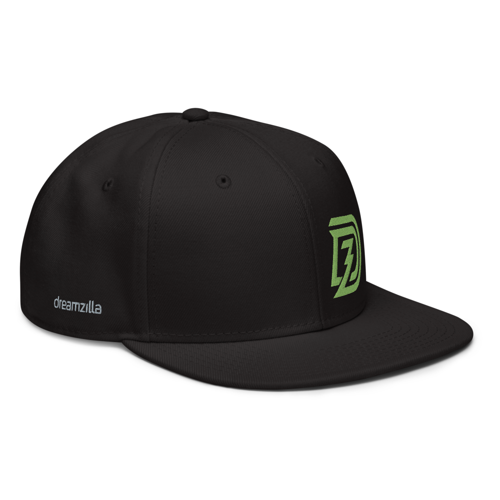 Angled View of DZ Snapback in Black