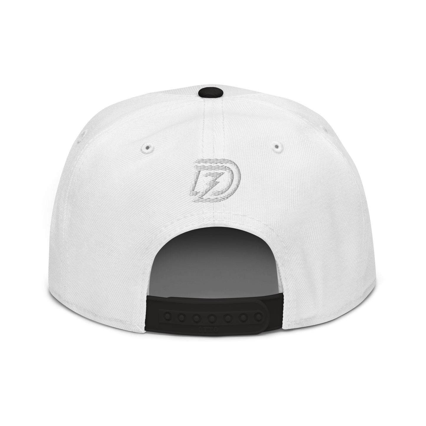 Back of Neurodiversity Rainbow Infinity Snapback in White with Black Brim