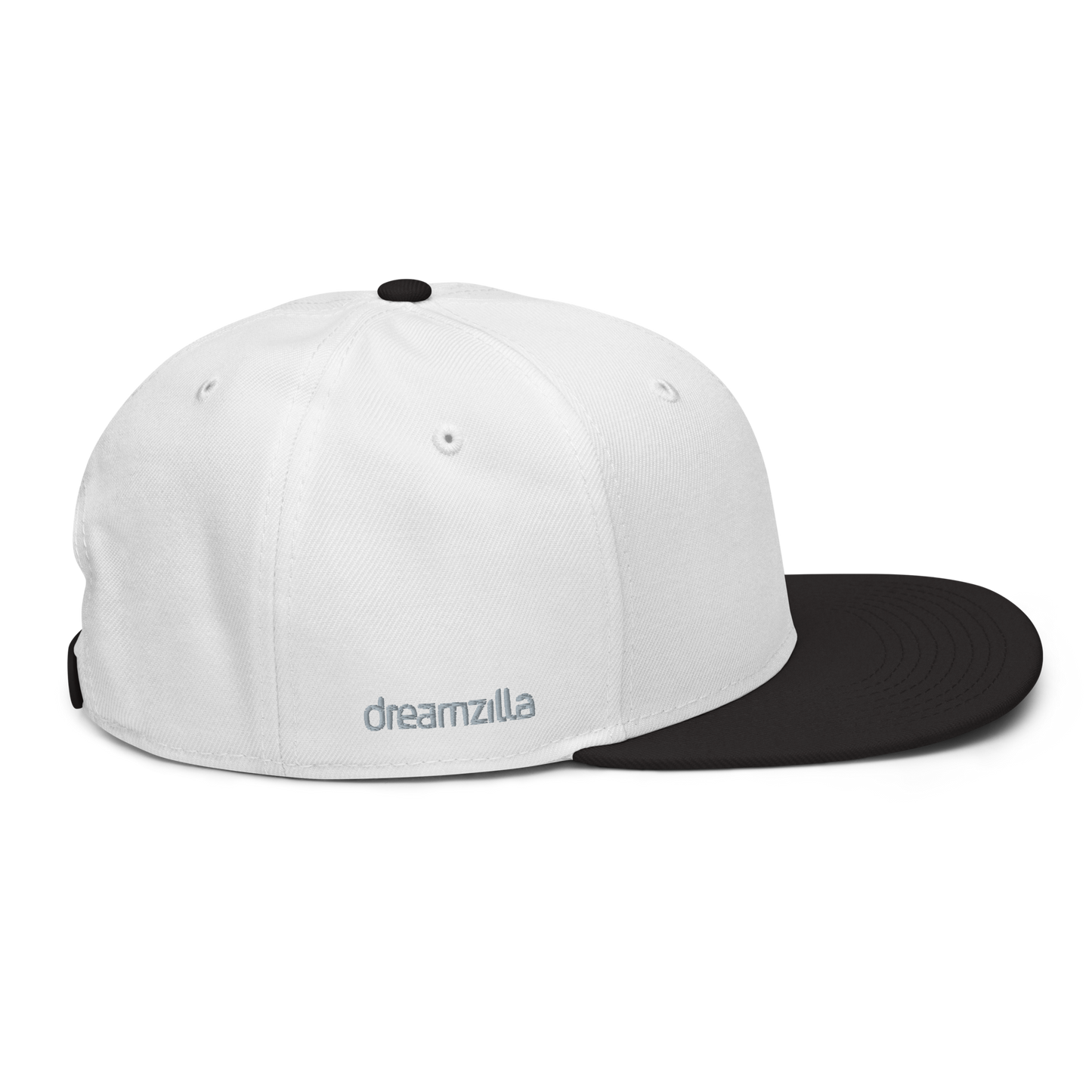 Right Side of DZ Monochrome Snapback in White with Black Brim