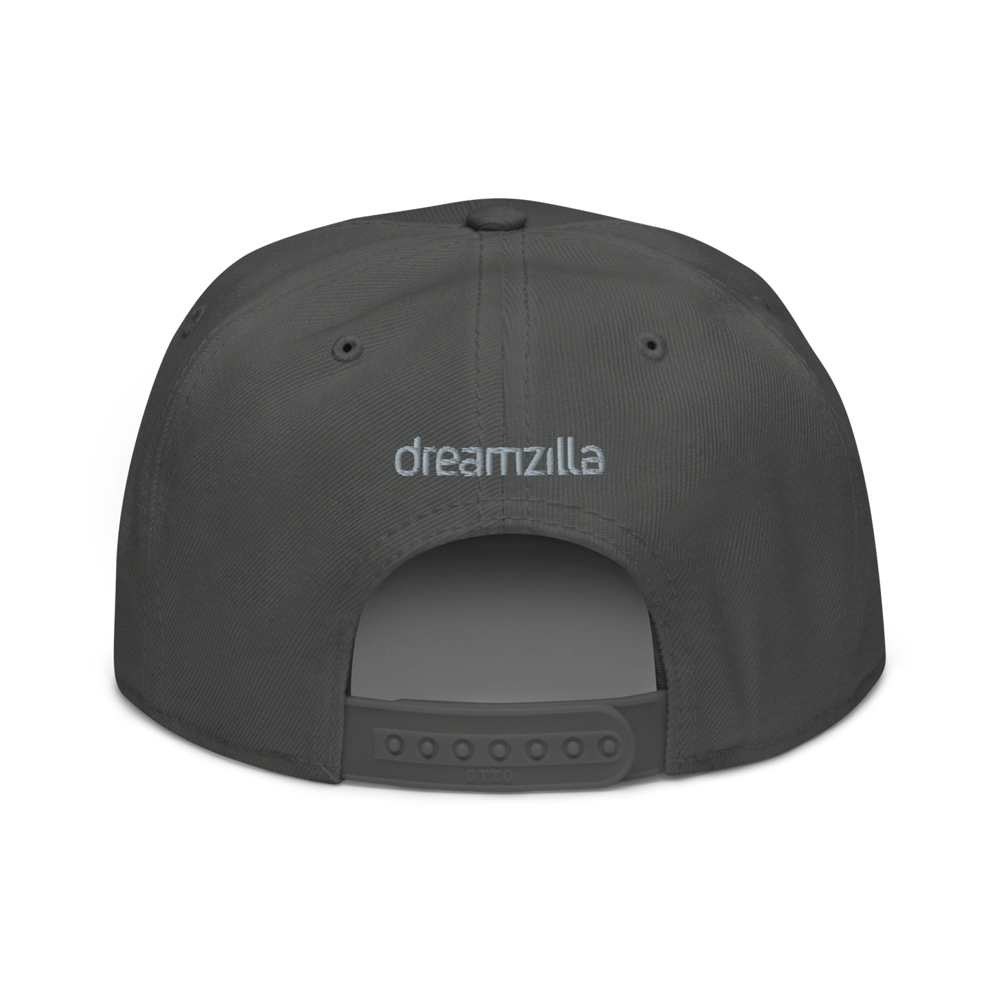 Back of Team Zilla Snapback in Charcoal Gray
