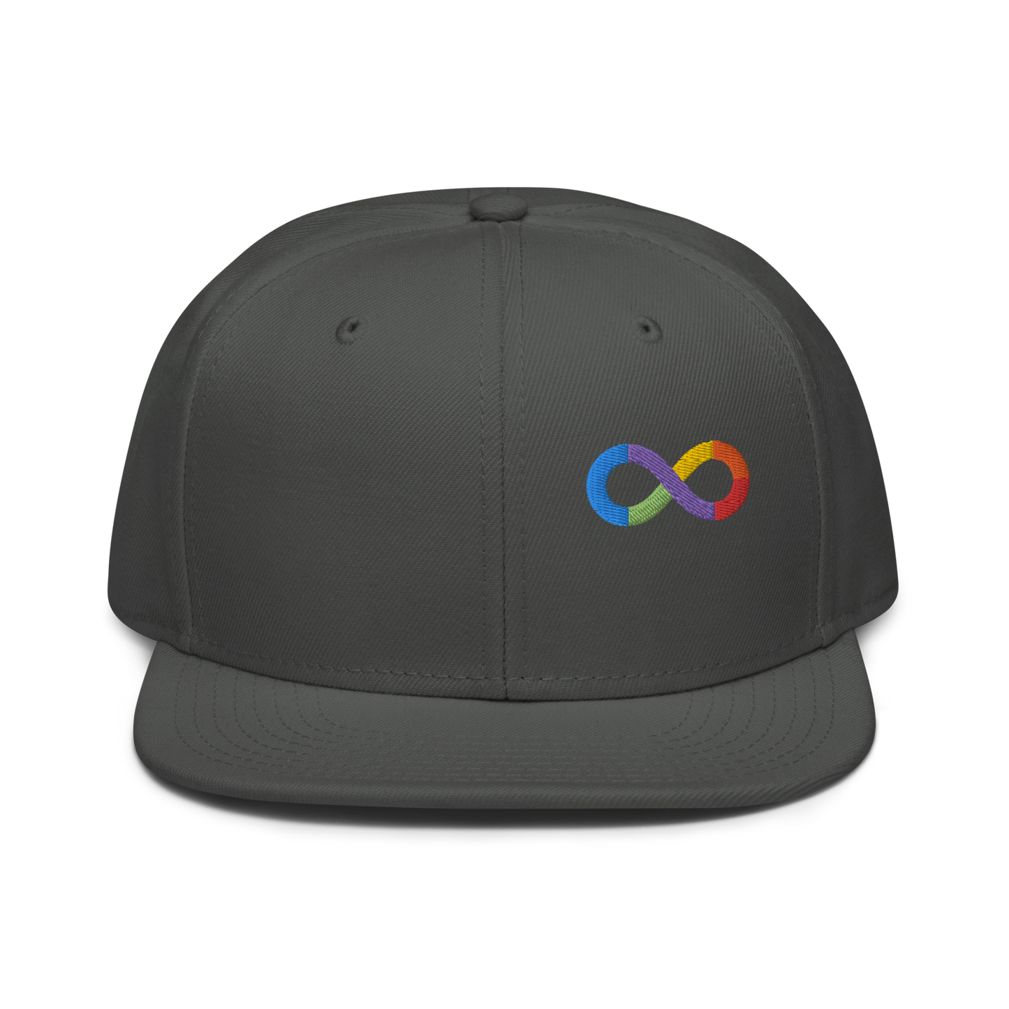 Neurodiversity Rainbow Infinity Snapback in Charcoal Gray