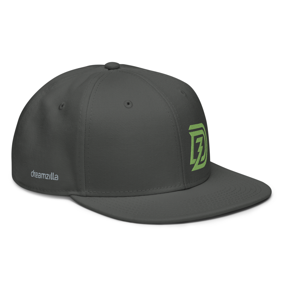 Angled View of DZ Snapback in Charcoal Gray