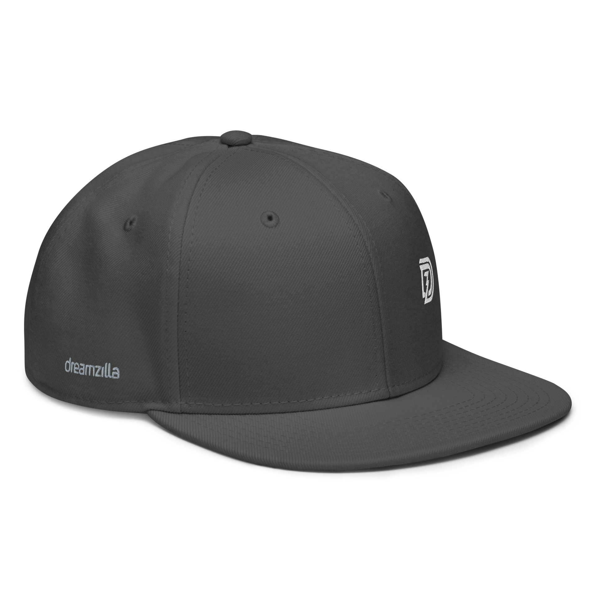 Angled View of DZ Monochrome Snapback in Charcoal Gray