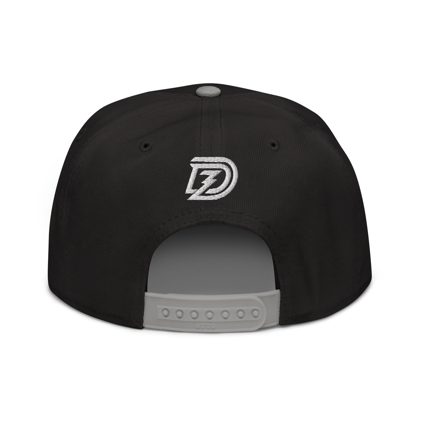 Back of Neurodiversity Rainbow Infinity Snapback in Black with Gray Brim