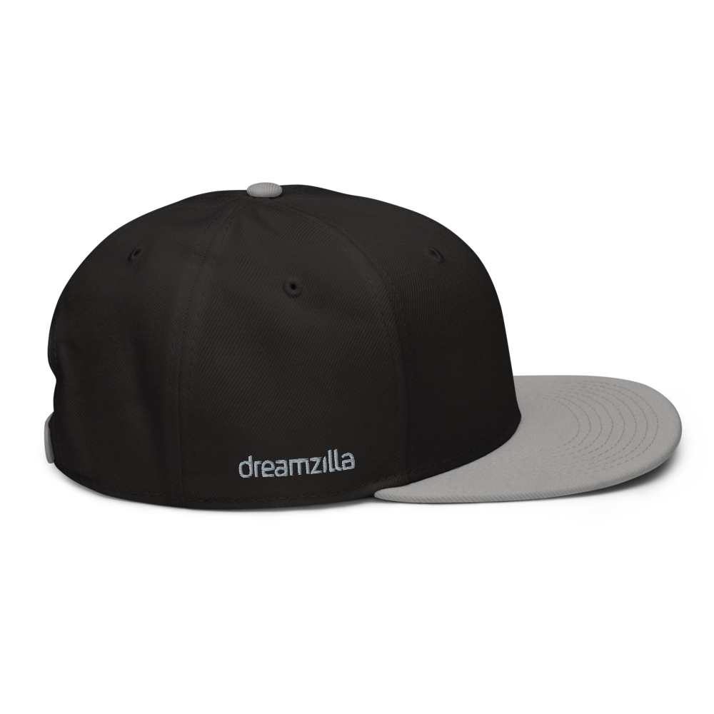 Right Side of DZ Snapback in Black with Gray Brim