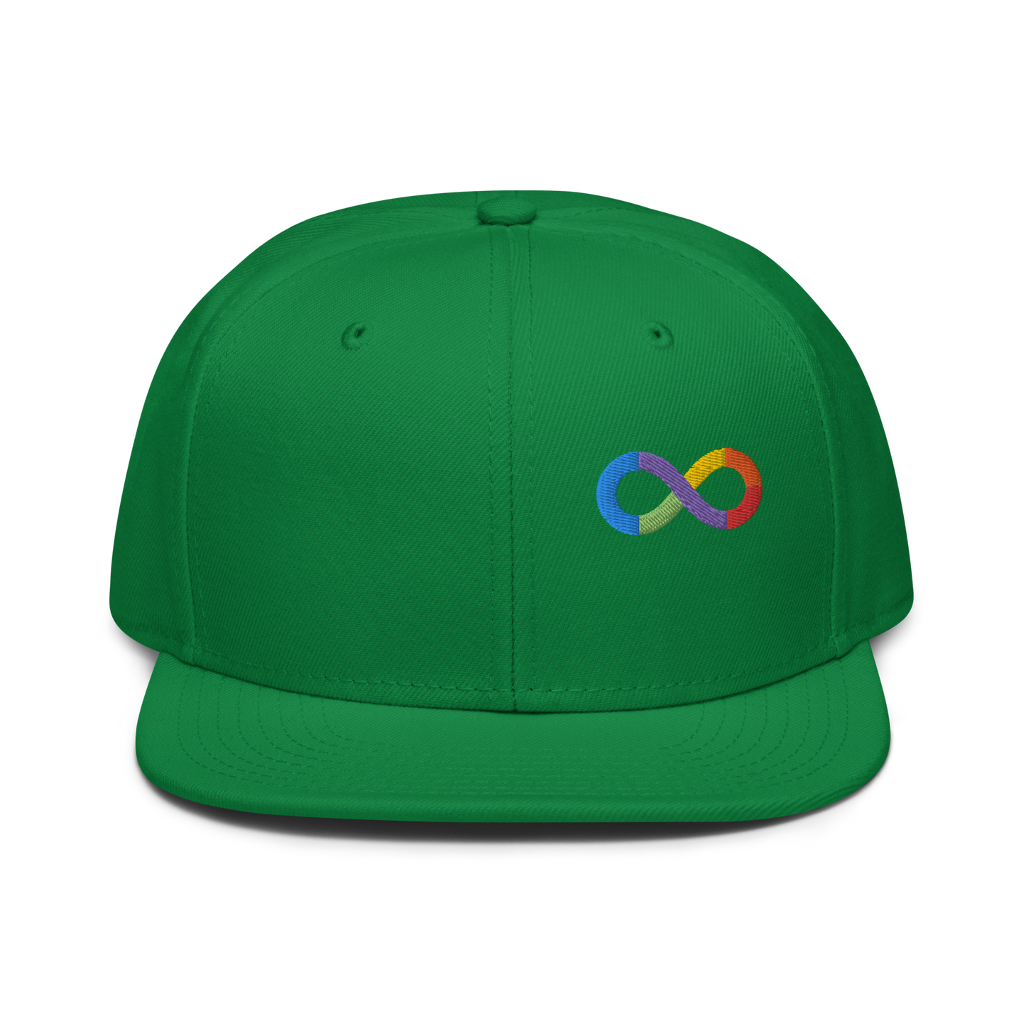 Neurodiversity Rainbow Infinity Snapback in Kelly Green