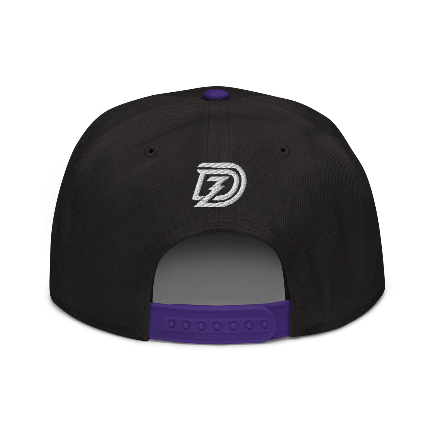 Back of Neurodiversity Rainbow Infinity Snapback in Black with Purple Brim