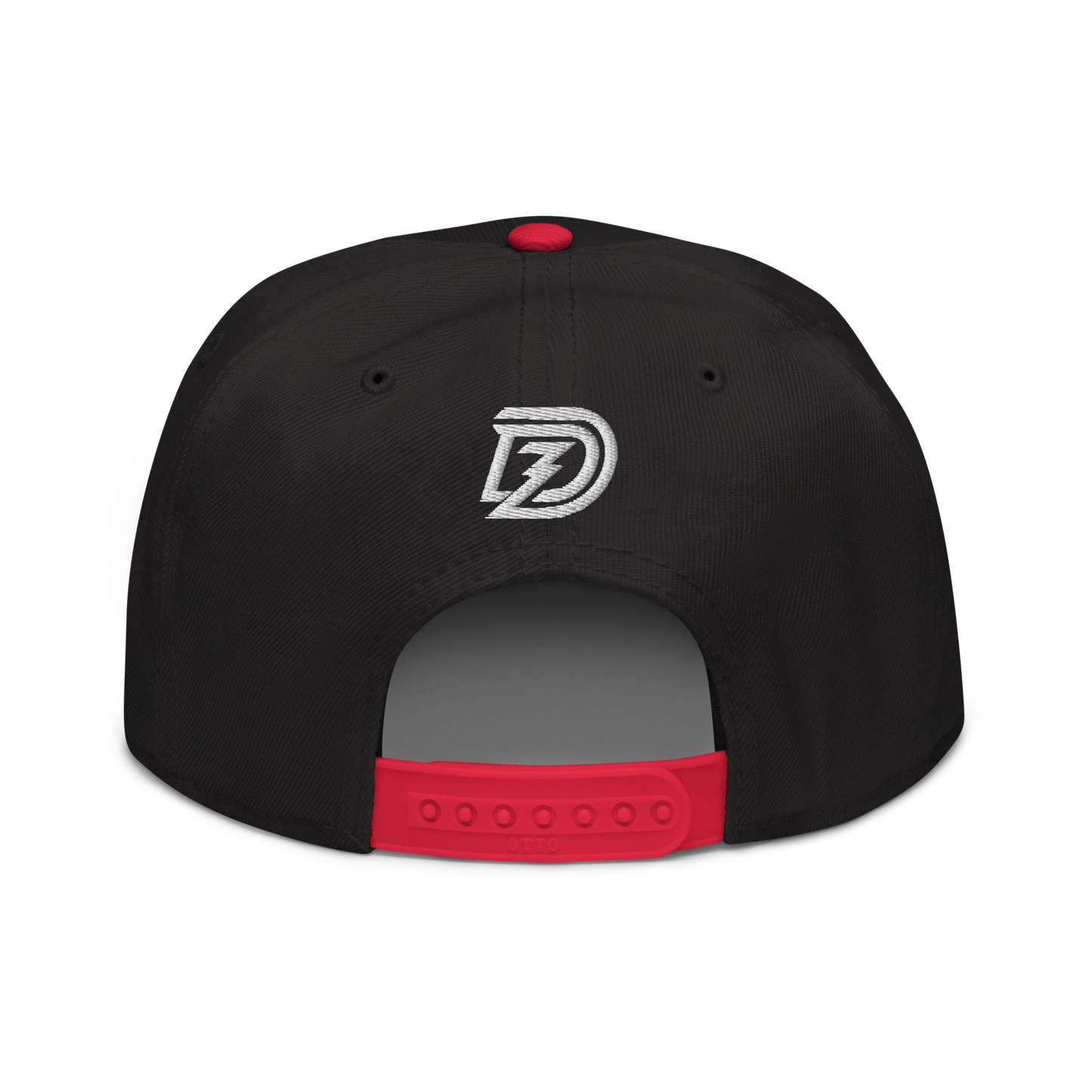 Back of Neurodiversity Rainbow Infinity Snapback in Black with Red Brim