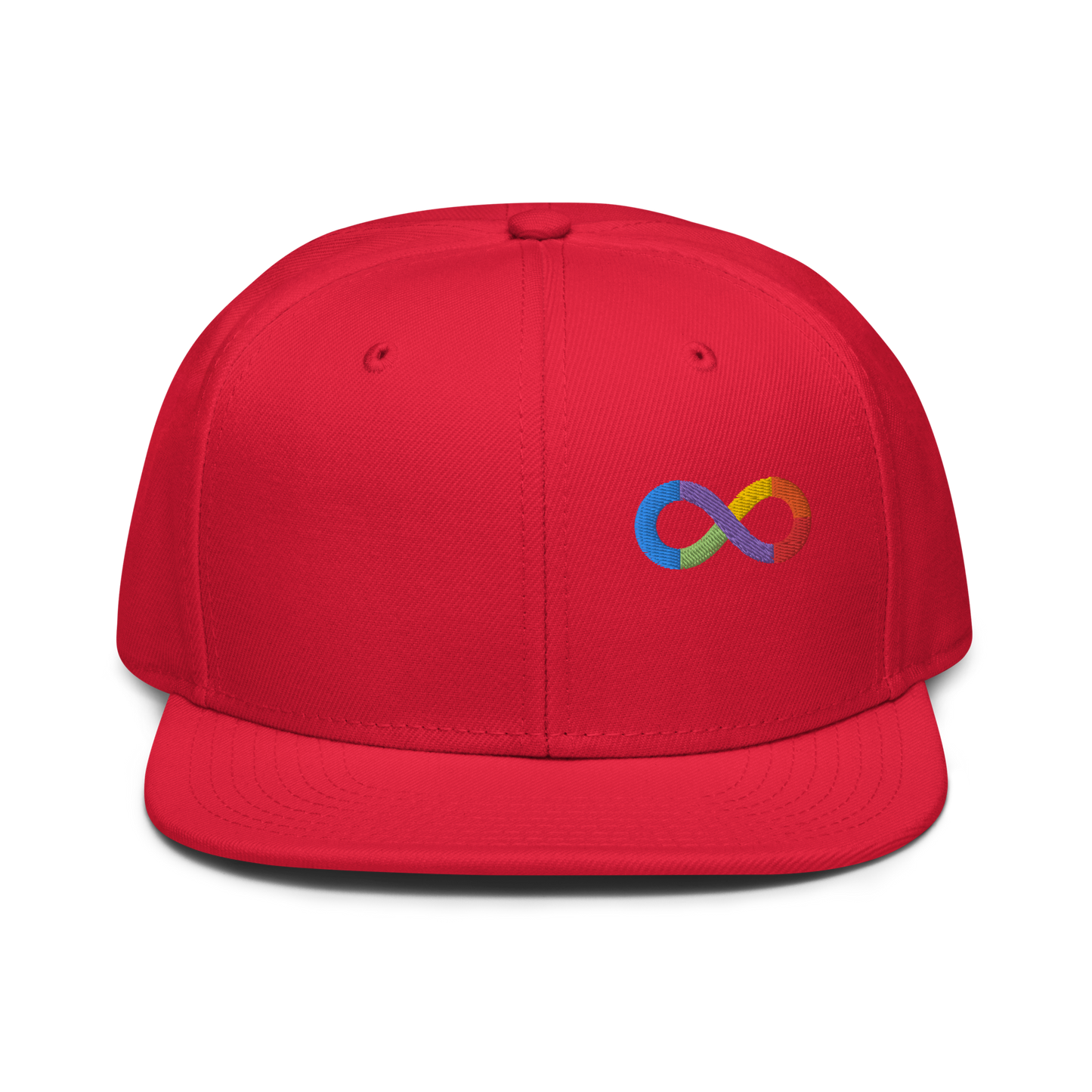 Neurodiversity Rainbow Infinity Snapback in Red