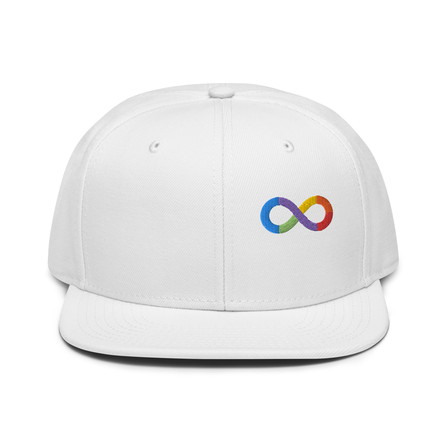 Neurodiversity Rainbow Infinity Snapback in White