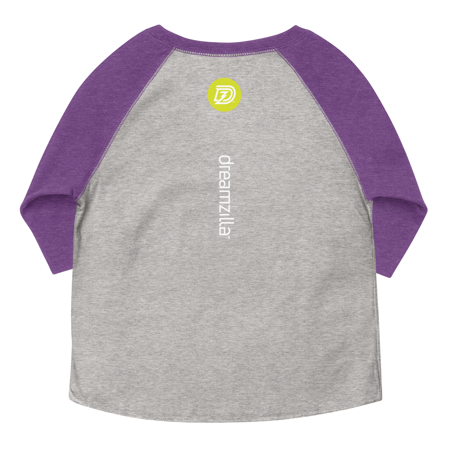 Back of Team Zilla 2022 Toddler Shirt in Vintage Heather with Vintage Purple Sleeves