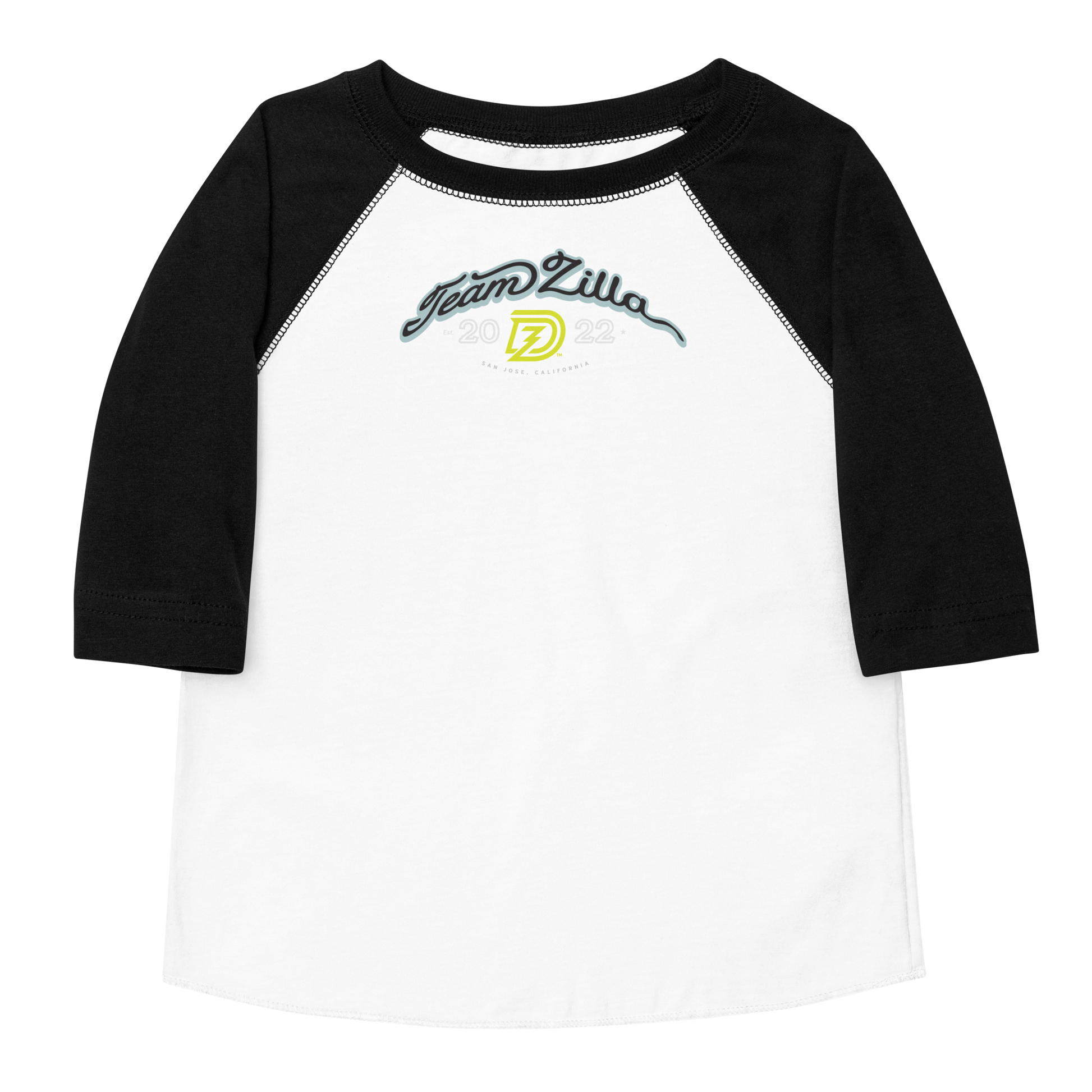 Team Zilla 2022 Toddler Shirt in White with Black Sleeves