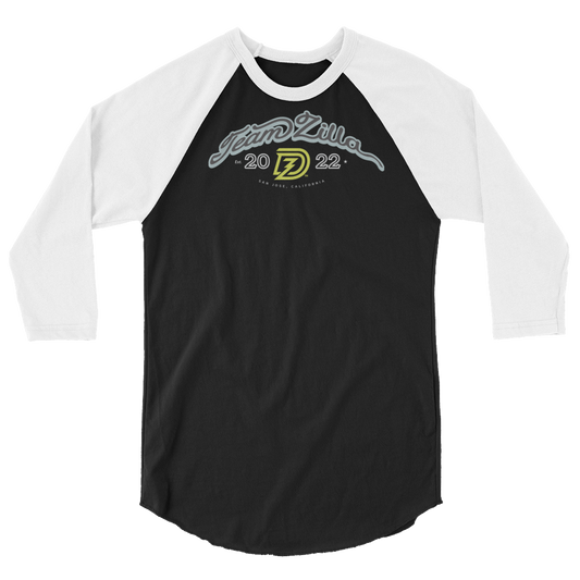 Team Zilla 2022 3/4 Sleeve Shirt in Black with White Sleeves