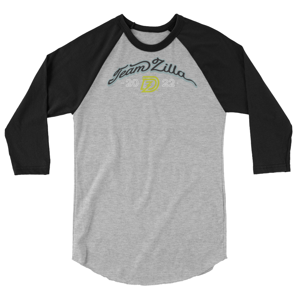 Team Zilla 2022 3/4 Sleeve Shirt in Heather Grey with Black Sleeves