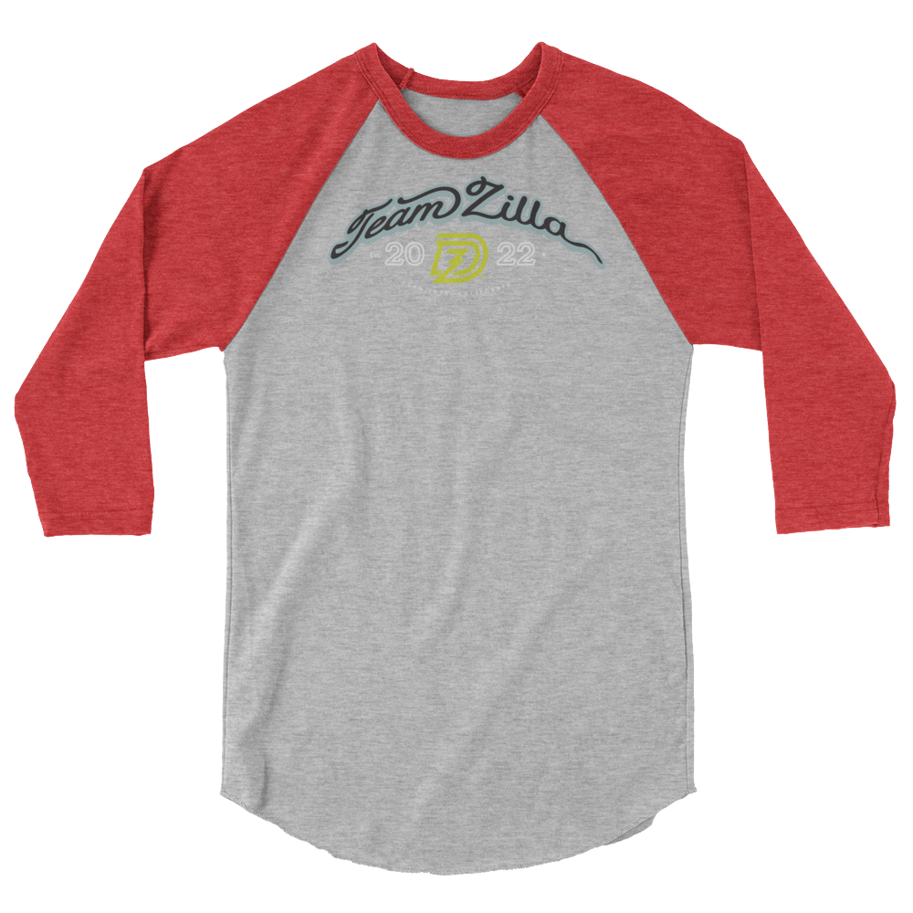Team Zilla 2022 3/4 Sleeve Shirt in Heather Grey with Heather Red Sleeves