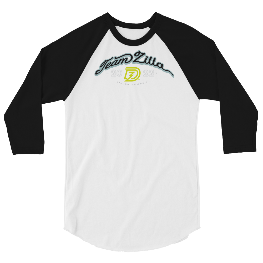 Team Zilla 2022 3/4 Sleeve Shirt in White with Black Sleeves