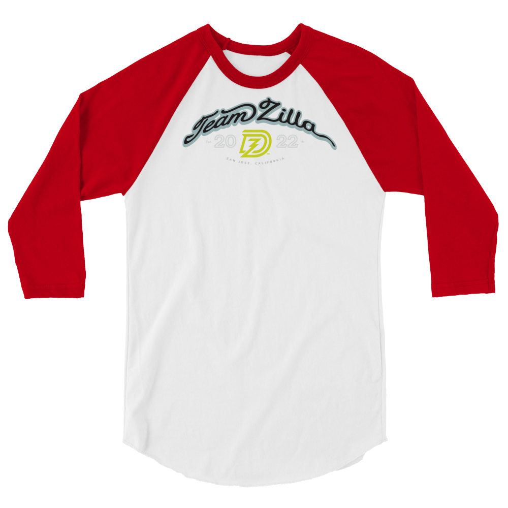 Team Zilla 2022 3/4 Sleeve Shirt in White with Red Sleeves