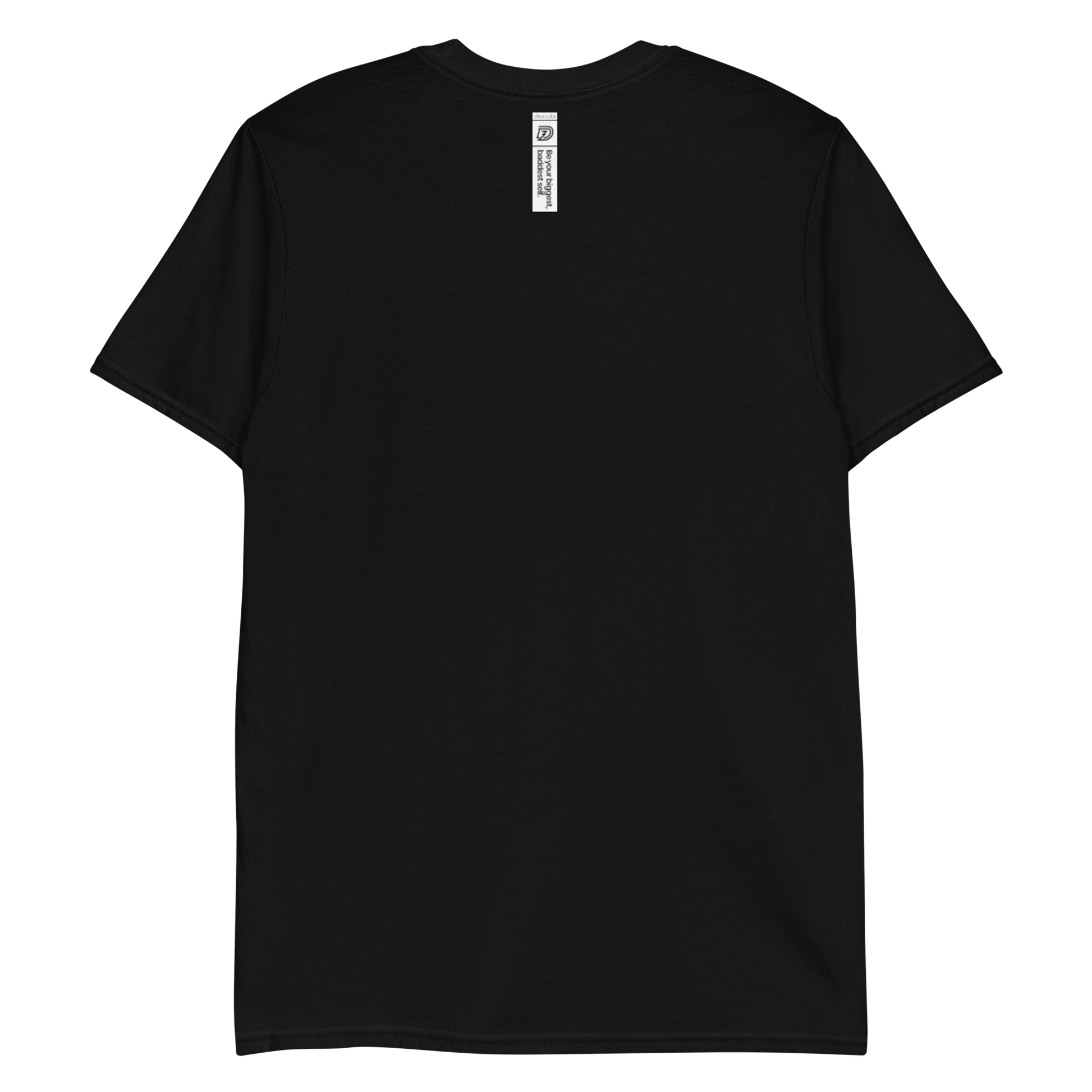 Back of DZ Monochrome Embroidered Unisex Short Sleeve Tee in Black