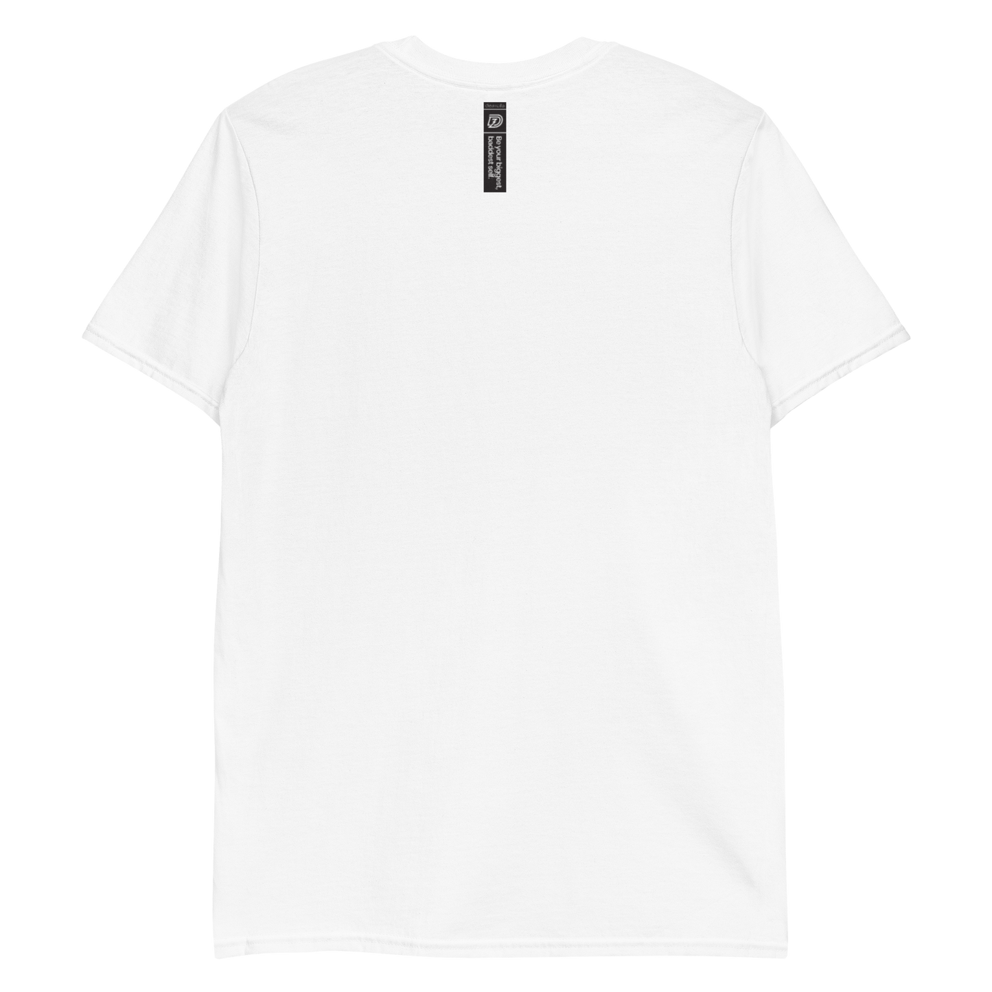 Back of DZ Monochrome Embroidered Unisex Short Sleeve Tee in White