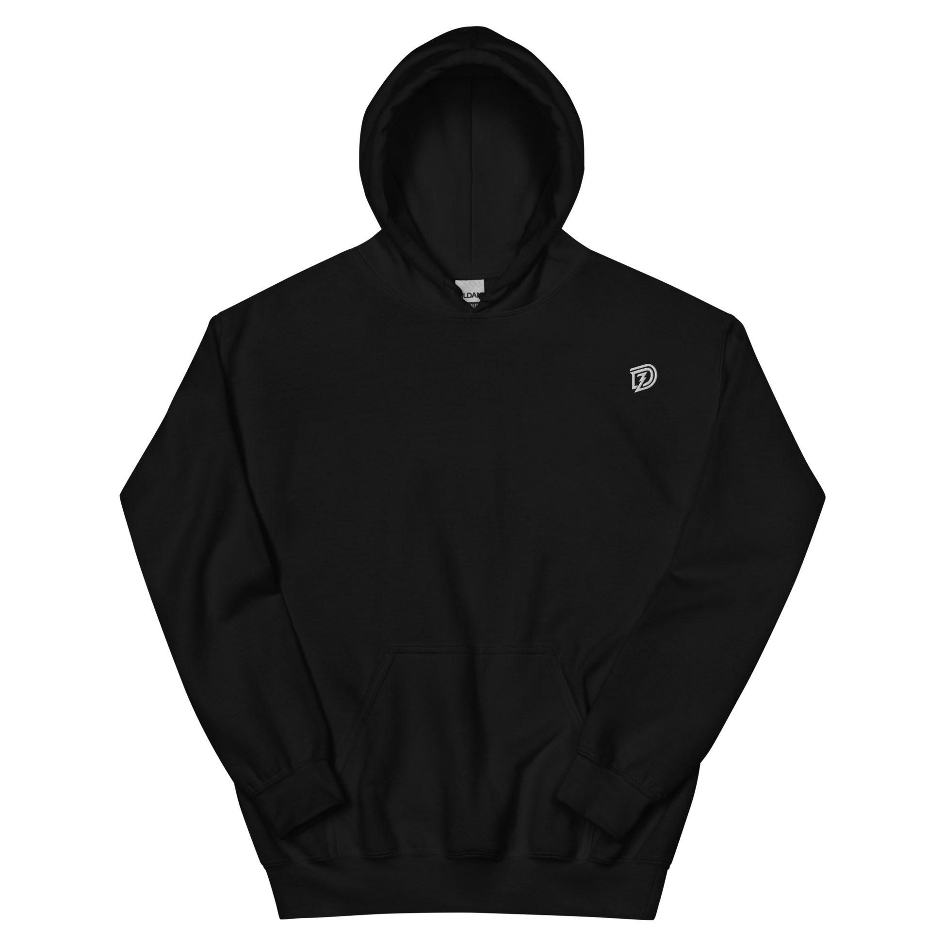 DZ Monochrome Embroidered Unisex Hoodie in Black