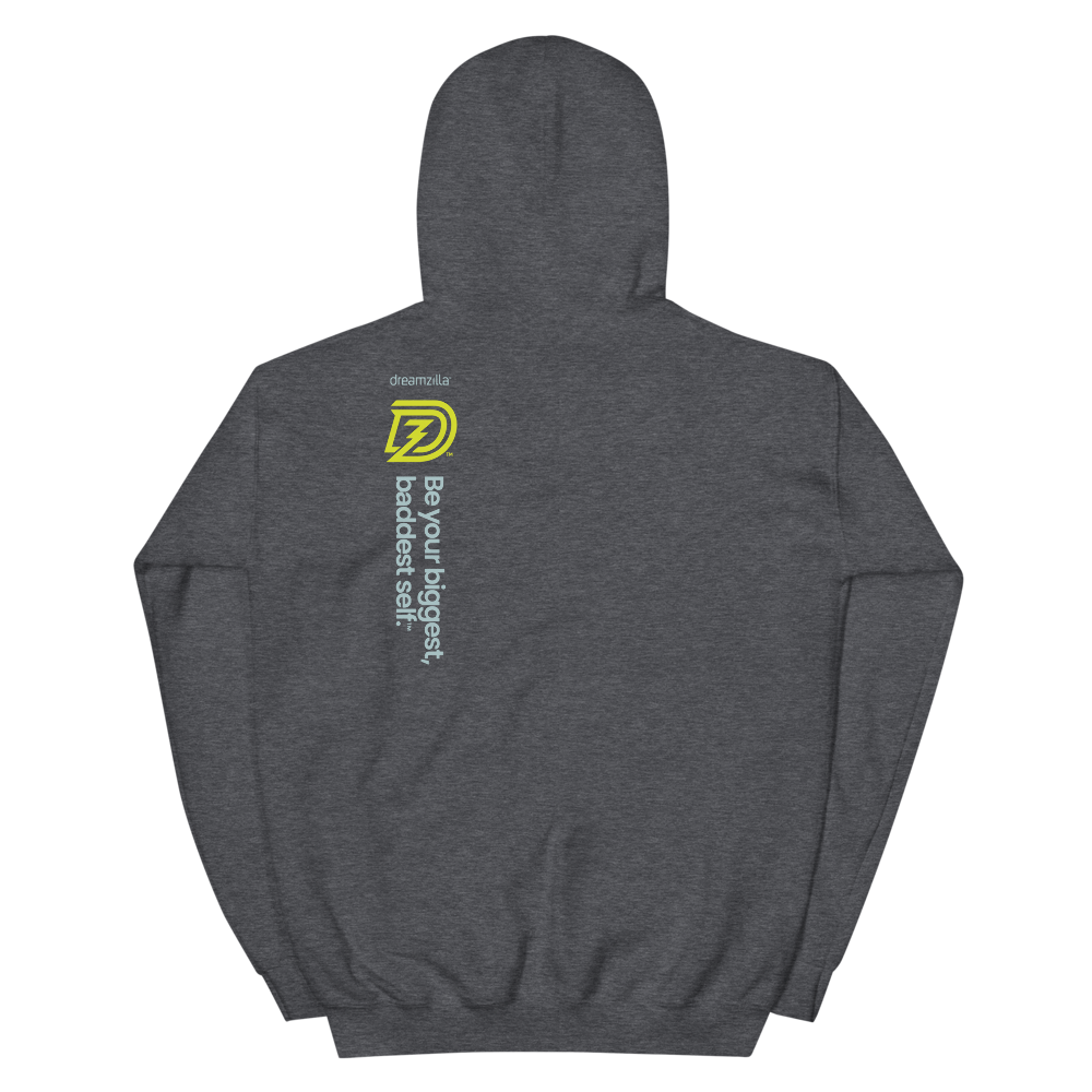 Back of DZ Unisex Hoodie in Dark Heather