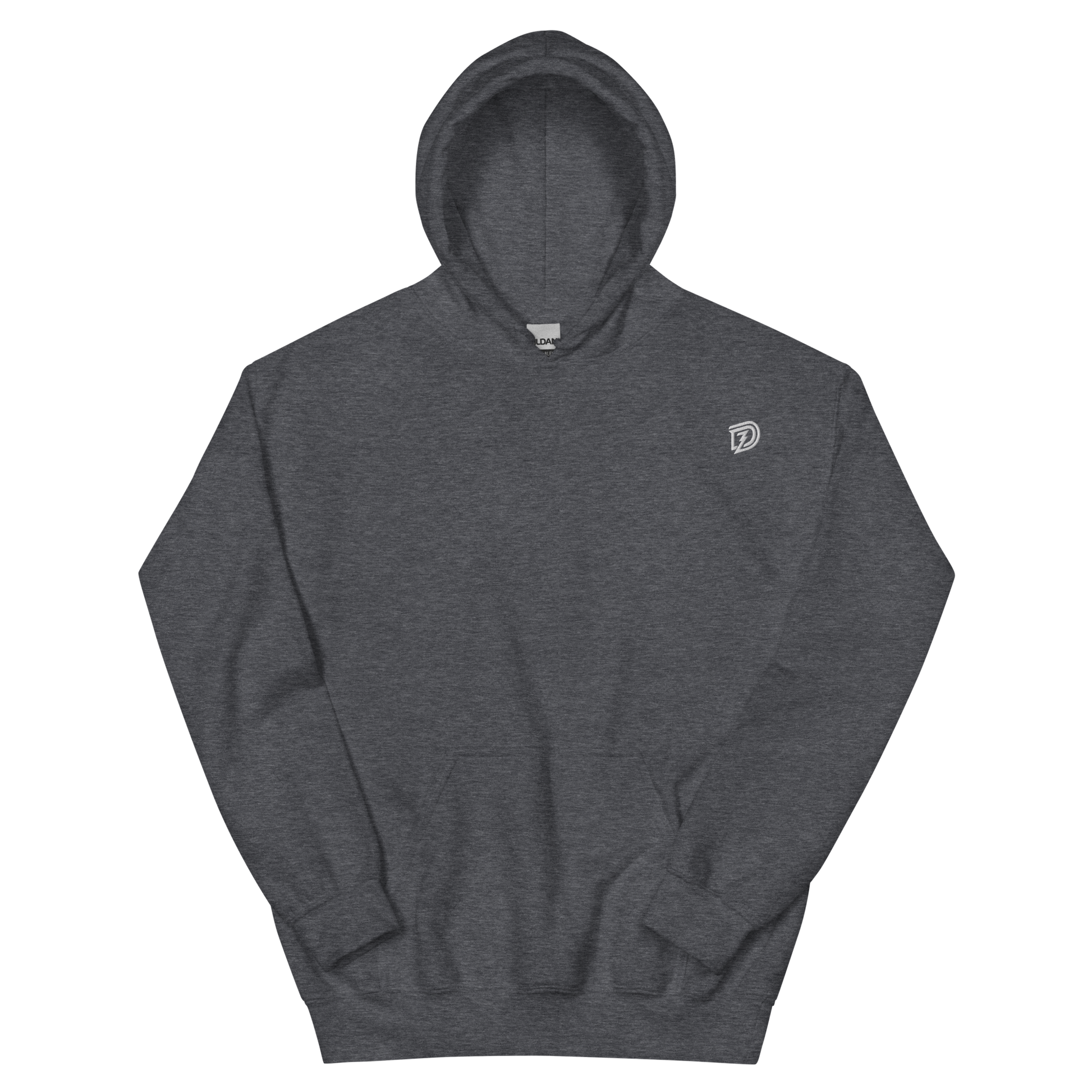 DZ Monochrome Embroidered Unisex Hoodie in Dark Heather