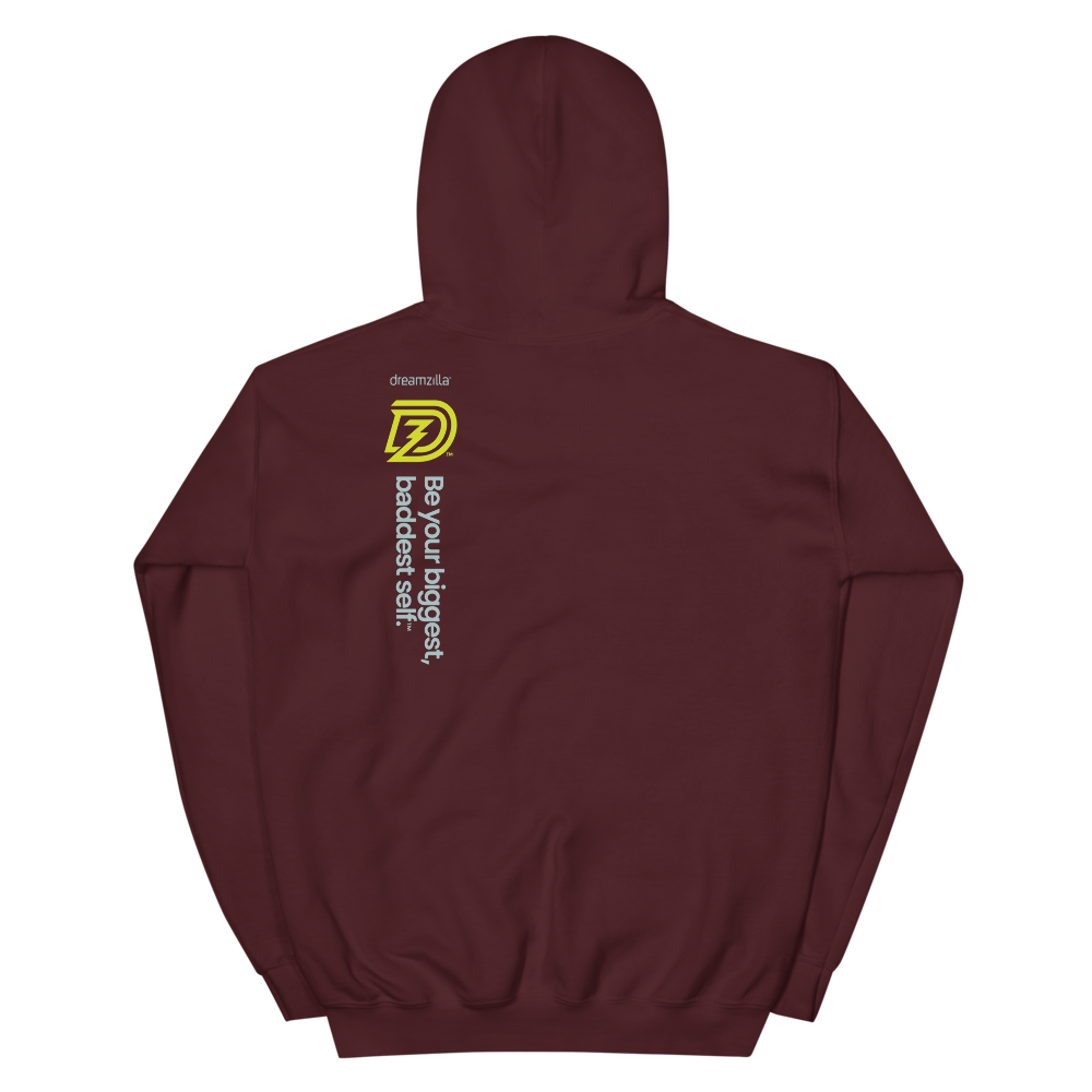 Back of DZ Unisex Hoodie in Maroon