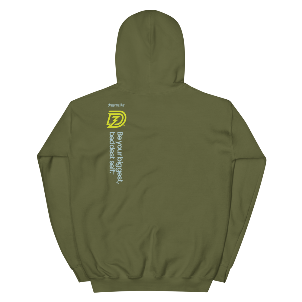 Back of DZ Unisex Hoodie in Military Green