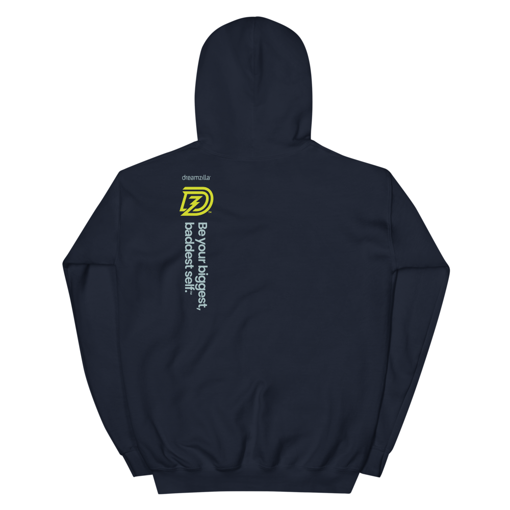 Back of DZ Unisex Hoodie in Navy