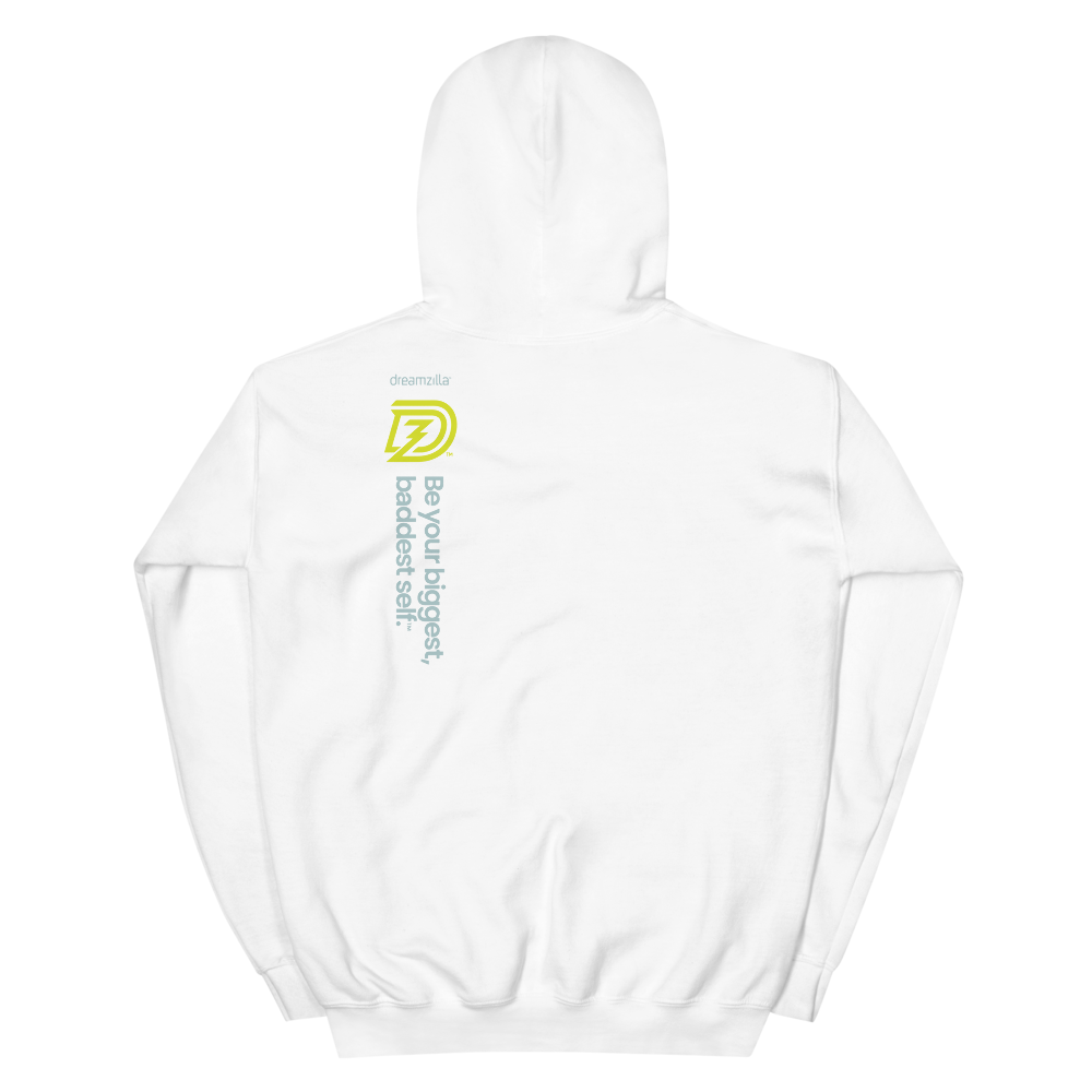 Back of DZ Unisex Hoodie in White