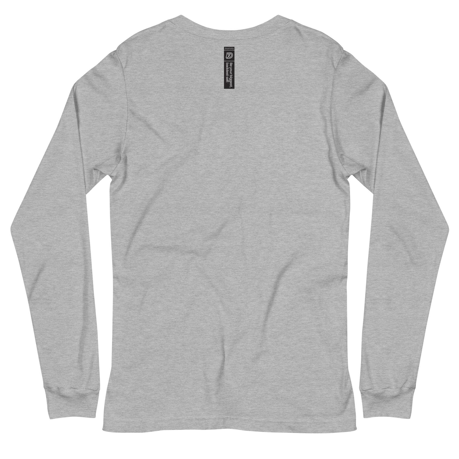 Back of DZ Monochrome Embroidered Unisex Long Sleeve Tee in Athletic Heather
