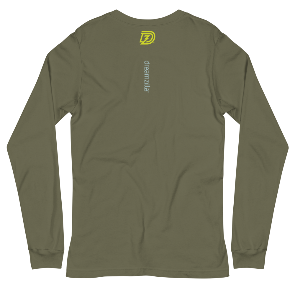 Back of Be Your Biggest Baddest Self Unisex Long Sleeve Tee in Military Green