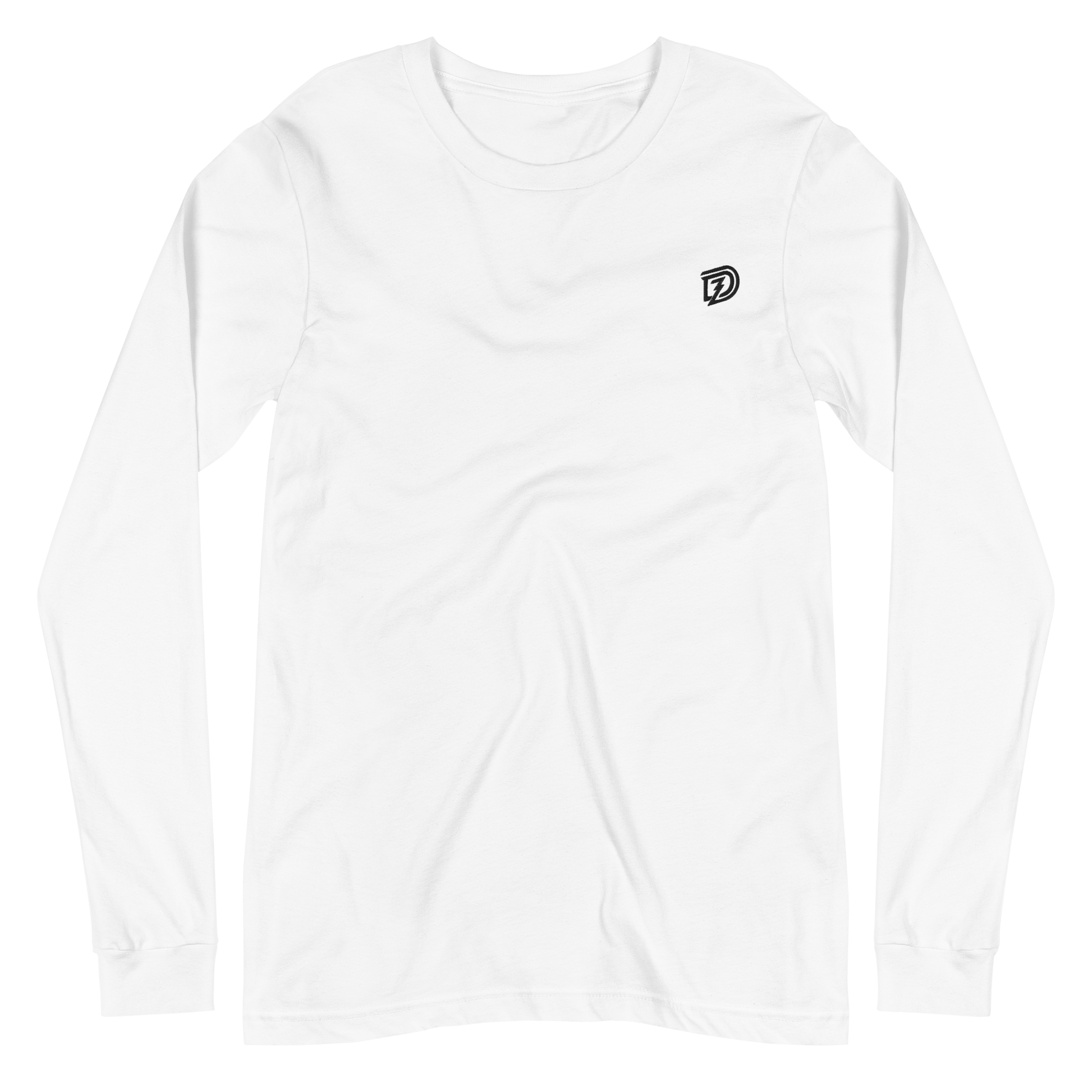 DZ Monochrome Embroidered Unisex Long Sleeve Tee in White