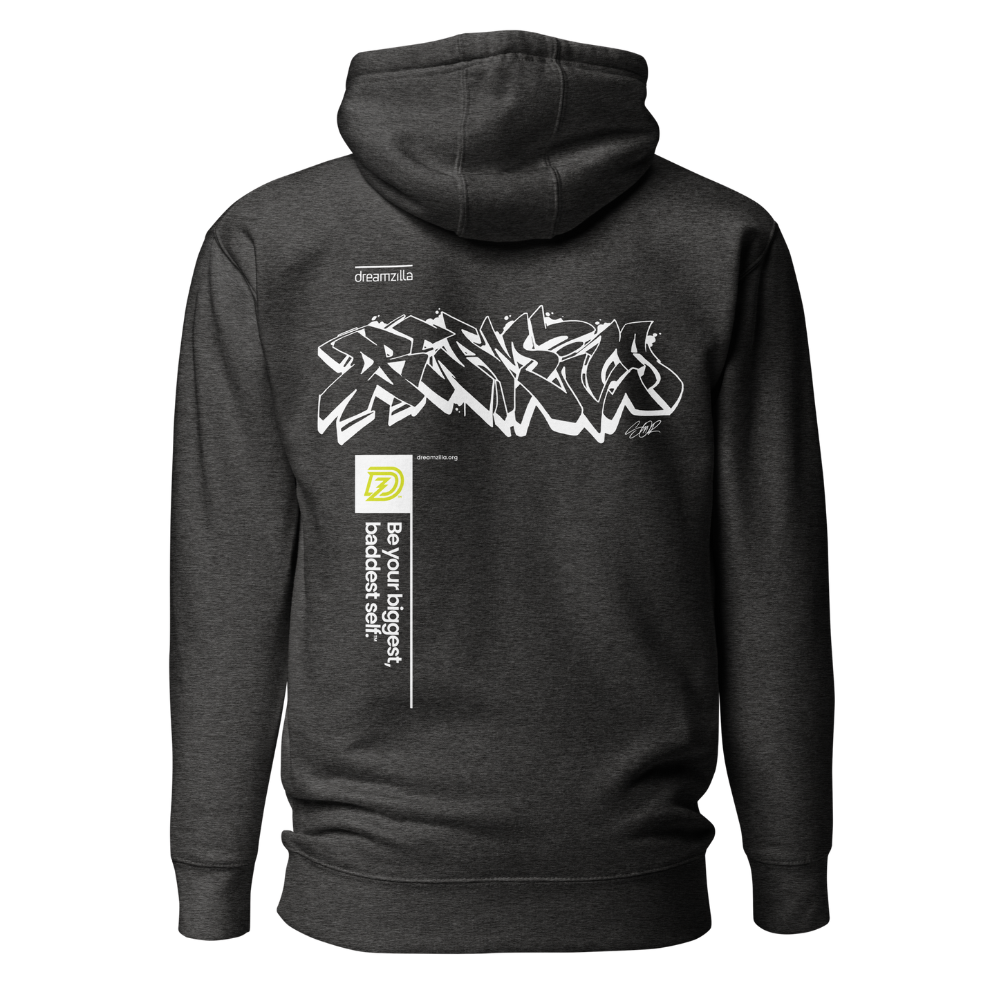 Back of Graffiti Tag+Wildstyle by Sanitor Unisex Hoodie in Charcoal Heather