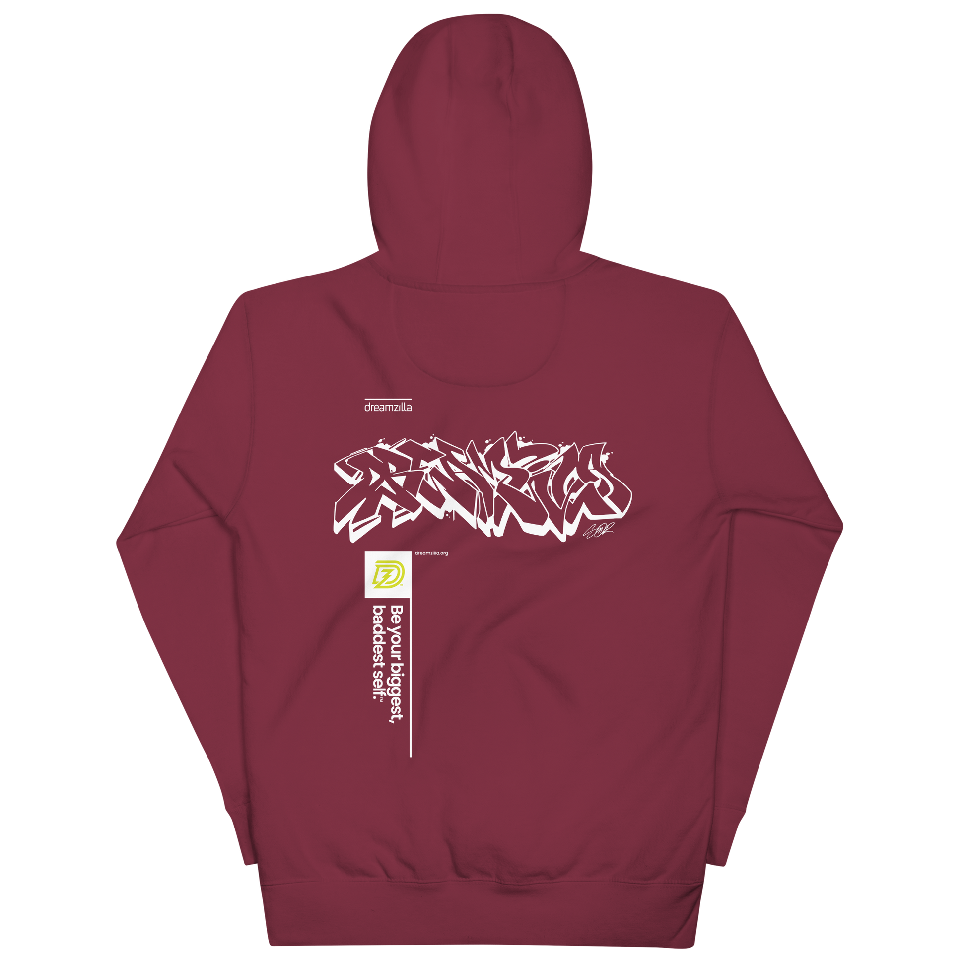 Back of Graffiti Tag+Wildstyle by Sanitor Unisex Hoodie in Maroon