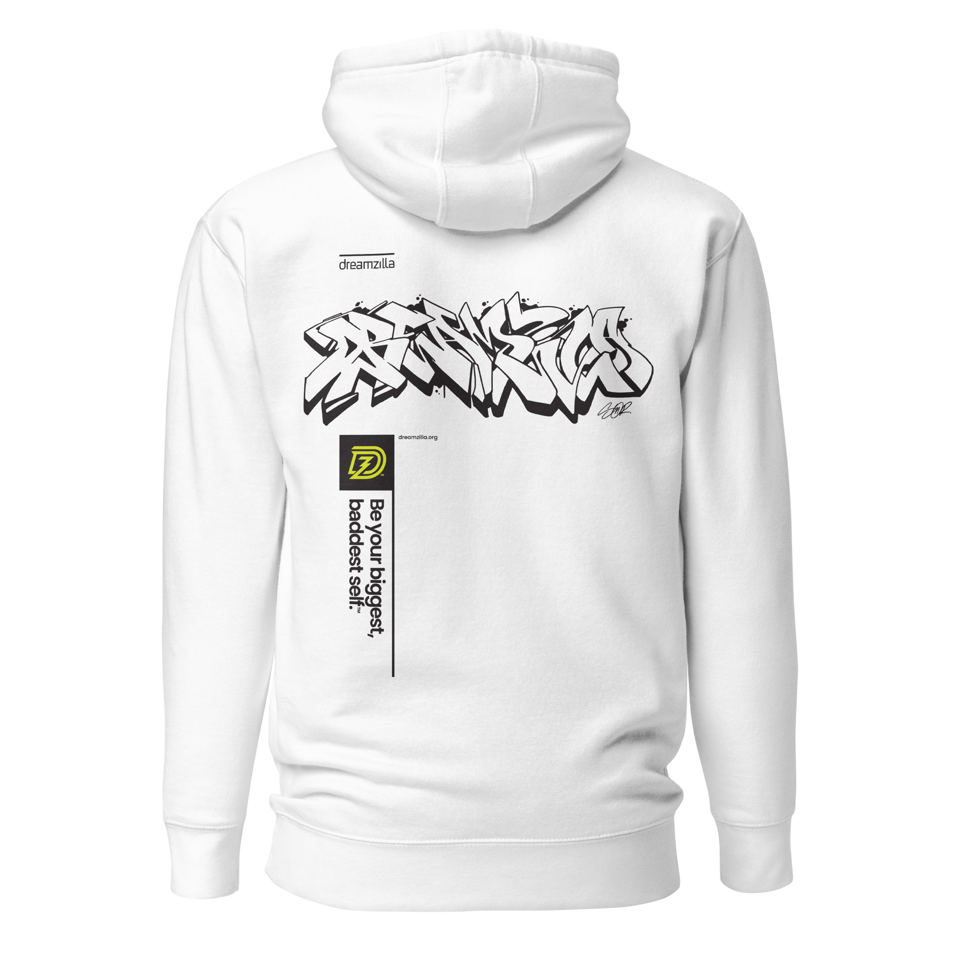 Back of Graffiti Tag+Wildstyle by Sanitor Unisex Hoodie in White